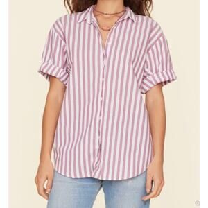 Xirena Beau Shirt in Cinnarose Stripe - 100% Cotton, XS